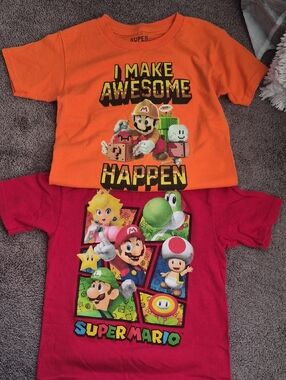 Super Mario Kids Graphic Tees - Orange & Red